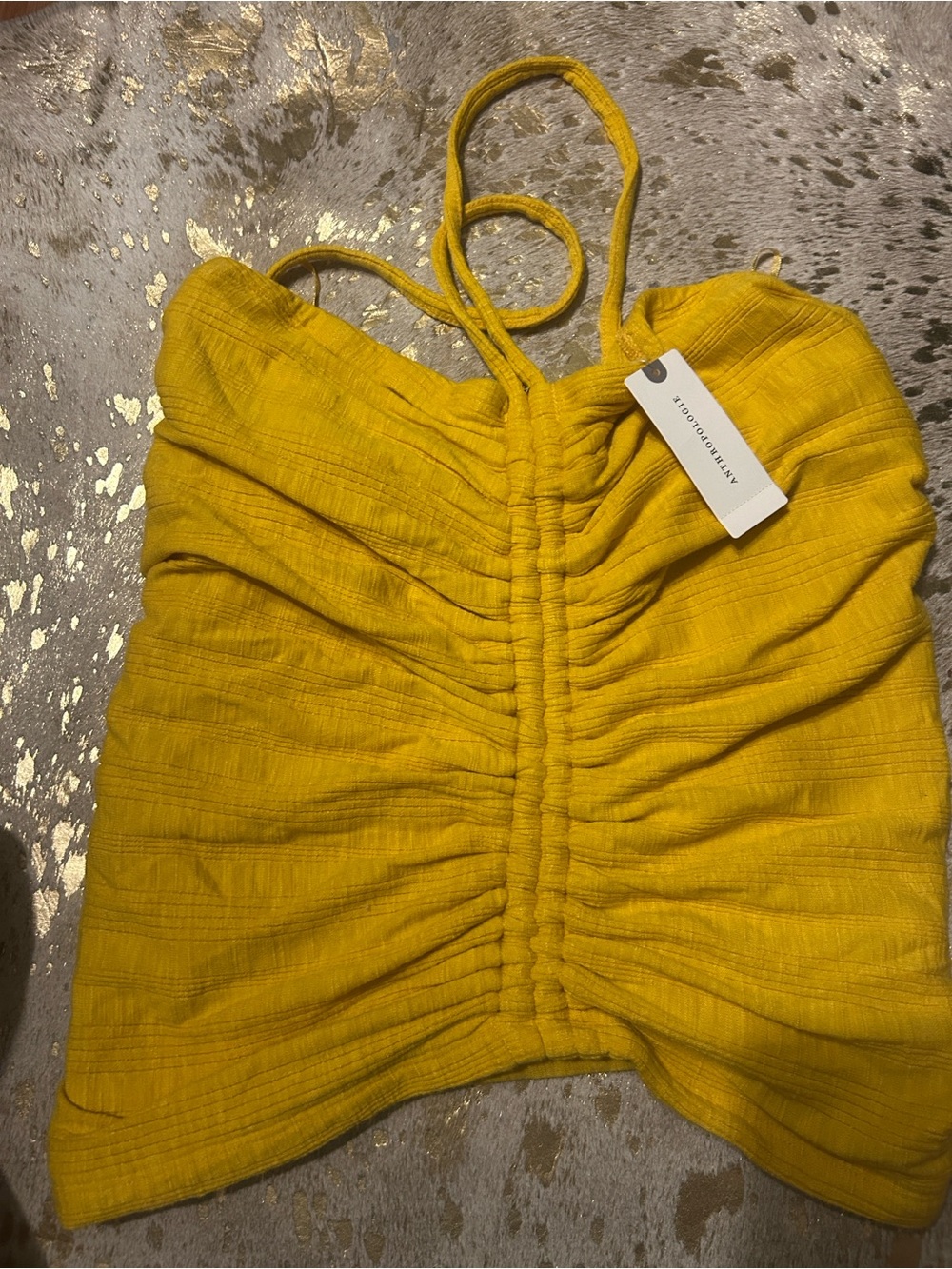 Anthropologie Yellow Ruched Halter Camisole
